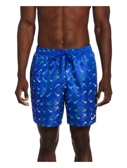 Nike Men's Lap Digi Swoosh Ombre Logo-Print 7" Swim Trunks