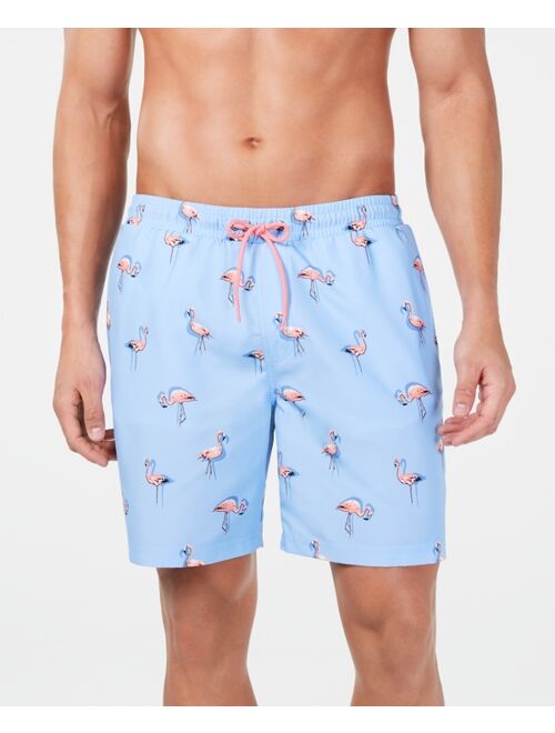 Club Room Men's Quick-Dry Performance Flamingo-Print 7" Swim Trunks, Created for Macy's