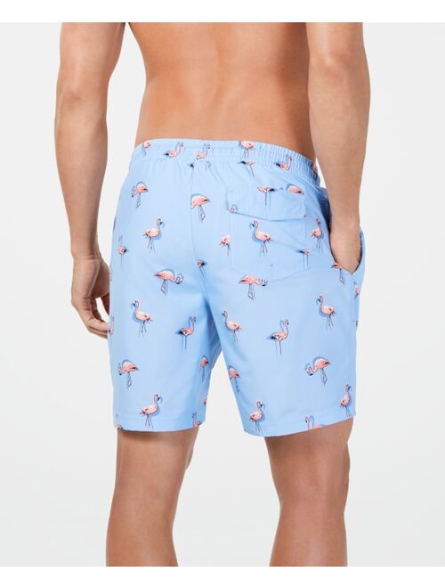 Club Room Men's Quick-Dry Performance Flamingo-Print 7" Swim Trunks, Created for Macy's