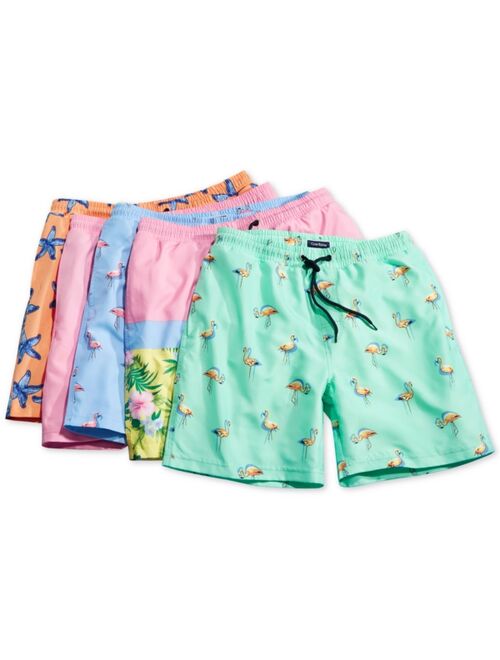 Club Room Men's Quick-Dry Performance Flamingo-Print 7" Swim Trunks, Created for Macy's