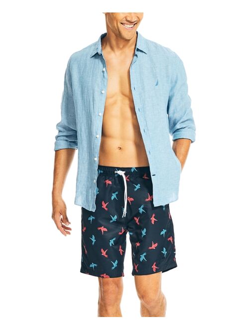 Nautica Men's 8" Parrot-Print Elastic-Waist Swim Trunk