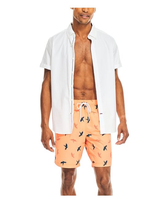 Nautica Men's 8" Parrot-Print Elastic-Waist Swim Trunk