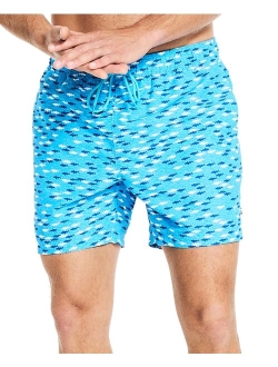 Men's Drawstring Fish Print 6" Swim Trunks