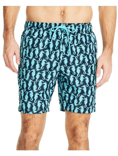 Nautica Men's Quick-Dry Seahorse-Print 8" Swim Trunks