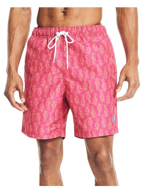 Nautica Men's Quick-Dry Seahorse-Print 8" Swim Trunks