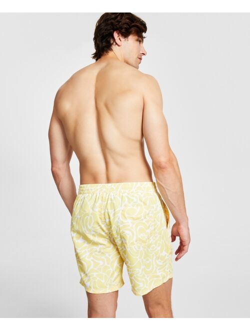 GUESS Men's Vibrant Printed Drawstring Swim Trunks