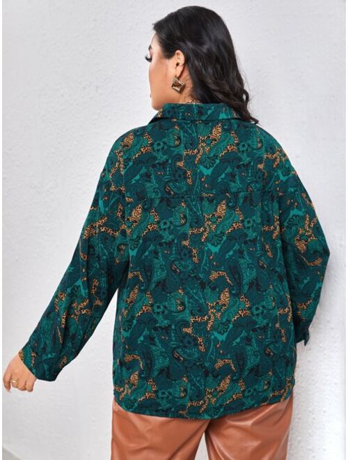 EMERY ROSE Plus Paisley Print Drop Shoulder Shirt