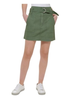 JEANS Women's Cotton Belted Cargo Skirt