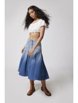 Donovan Denim Pleated Midi Skirt