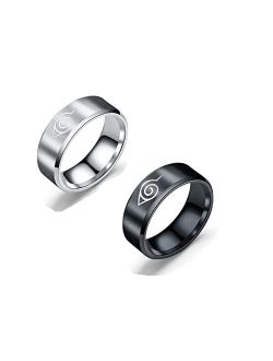 Generic 2pcs Anime Rings For Men BoysAkatsu Ring Set Jewelry Cosplay Itach Stainless Steel Accessory Gift PartyBlack White