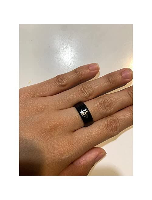 Generic 2pcs Anime Rings For Men BoysAkatsu Ring Set Jewelry Cosplay Itach Stainless Steel Accessory Gift PartyBlack White