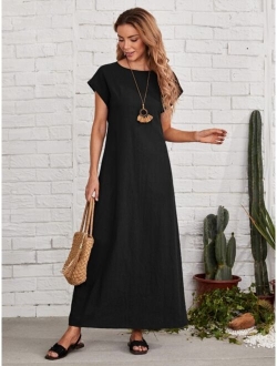 Keyhole Back Batwing Sleeve Dress