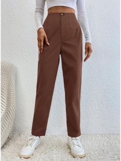 Solid High Waist Carrot Pants