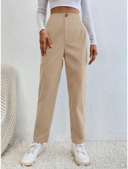 Solid High Waist Carrot Pants