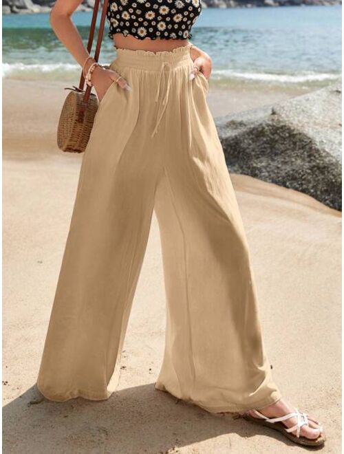 EMERY ROSE Paperbag Waist Wide Leg Pants