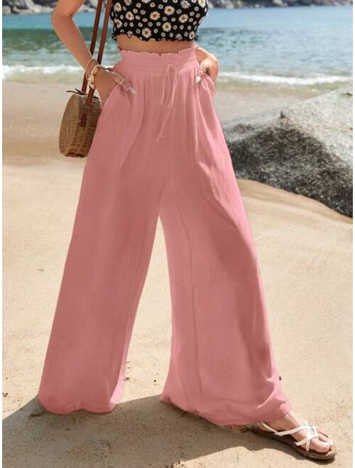 EMERY ROSE Paperbag Waist Wide Leg Pants