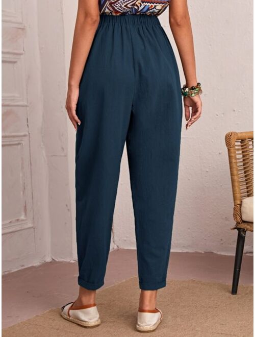 EMERY ROSE Elastic Waist Patch Pocket Pants