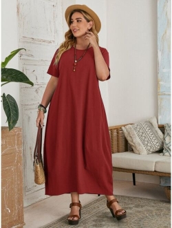 Plus Solid Tunic Dress