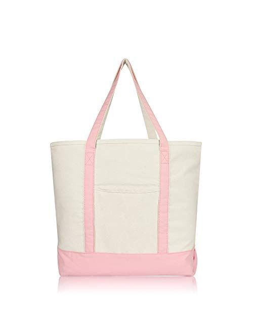 Dalix 22" Heavy Duty Cotton Canvas Tote Bag (Zippered)