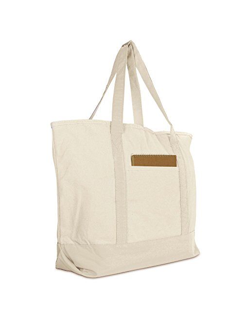 Dalix 22" Heavy Duty Cotton Canvas Tote Bag (Zippered)