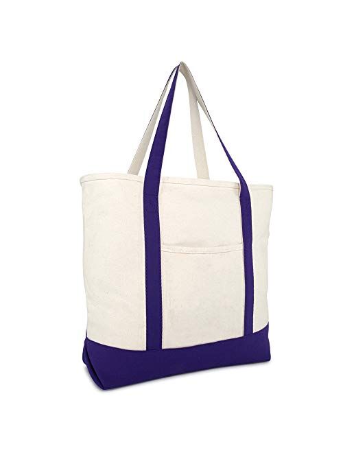 Dalix 22" Heavy Duty Cotton Canvas Tote Bag (Zippered)