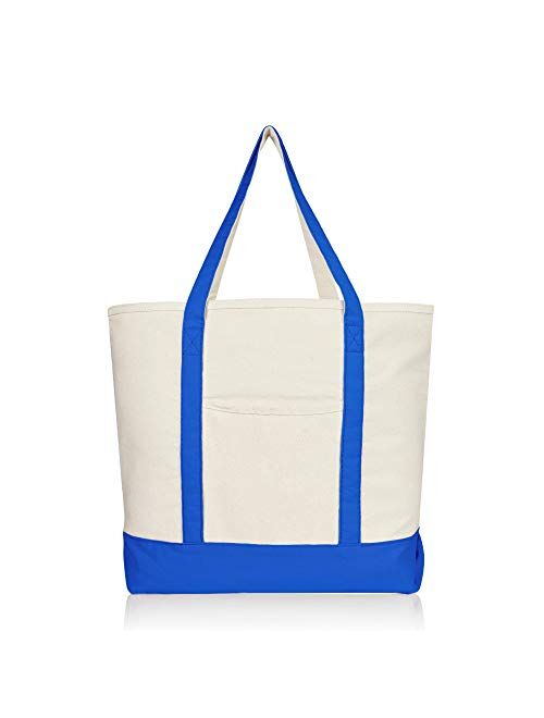 Dalix 22" Heavy Duty Cotton Canvas Tote Bag (Zippered)