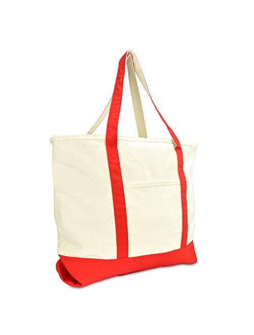 Dalix 22" Heavy Duty Cotton Canvas Tote Bag (Zippered)