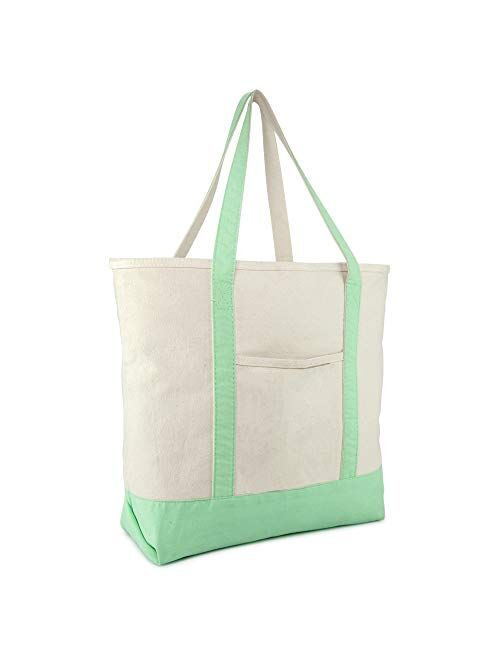 Dalix 22" Heavy Duty Cotton Canvas Tote Bag (Zippered)