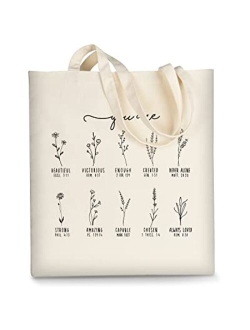 AUSVKAI Canvas Tote Bag Aesthetic for Women, Cute Reusable Cloth Cotton Bags for Shopping School Beach Trendy Gifts