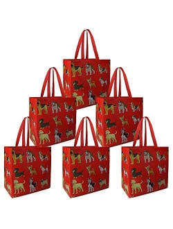 BeeGreen Reusable Grocery Bags Set of 6 Lightweight Recycling Shopping Totes with Long Handle Durable Portable Shopper Baggies for Groceries Supermarket Gift Cute Animal 