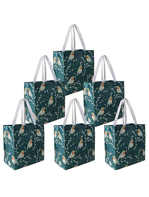 BeeGreen Reusable Grocery Bags Set of 6 Lightweight Recycling Shopping Totes with Long Handle Durable Portable Shopper Baggies for Groceries Supermarket Gift Cute Animal 