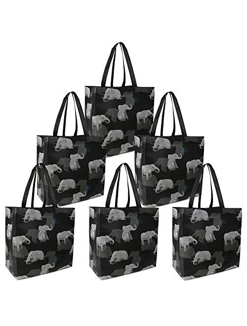 BeeGreen Reusable Grocery Bags Set of 6 Lightweight Recycling Shopping Totes with Long Handle Durable Portable Shopper Baggies for Groceries Supermarket Gift Cute Animal 