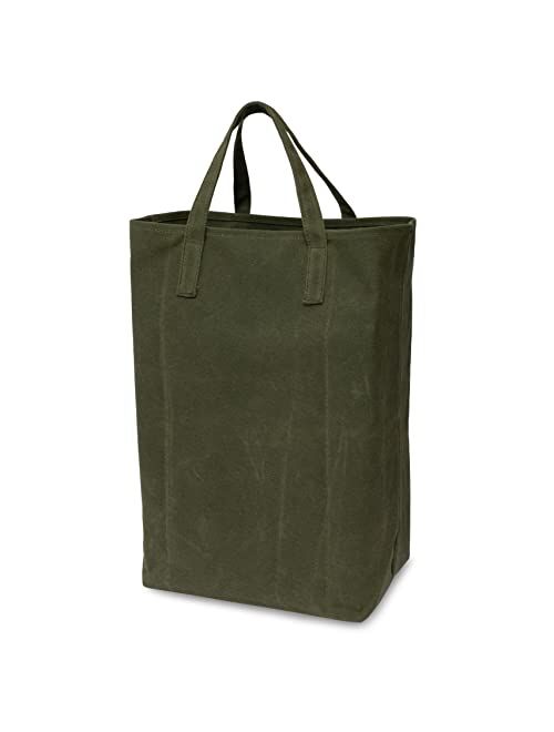 ZENPAC Waxed Canvas Bag - Large Trendy Grocery Tote with Handles, Reusable Shopping Bag Made of Durable Vintage Cotton Fabric