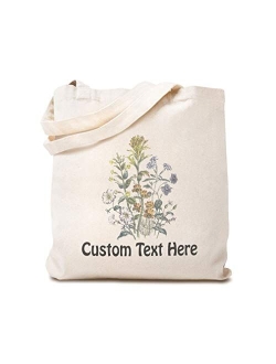 Style In Print Custom Canvas Tote Shopping Bag Browallia Mimulus Beautiful Flowers Botanical & Browallia Mimulus