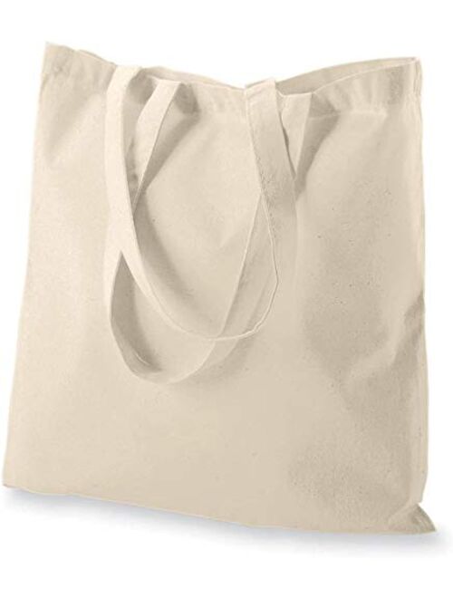 ECOFACTORYDIRECT 12 Pack NATURAL Color Cotton Bag - 15" X 16" reusable grocery bags 5.5 oz cotton canvas tote eco friendly super strong reusable washable (NATURAL, 12)