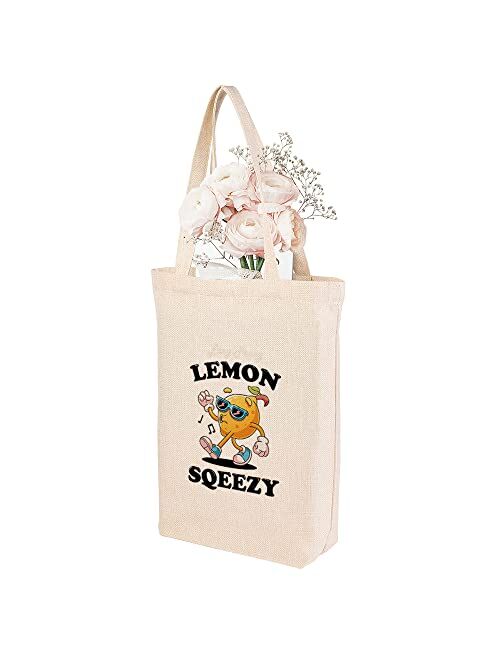 Shun Tao Chao De Pu Stylish Fruit Tote Bags Fresh Lemon,Orange and Strawberry Tote Bag Aesthetic Cute Reusable Shopping Bags for Woman Washable (12x14 in,Lemon-3)