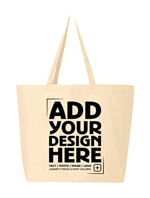 shop4ever Personalized Custom Design Your Own Jumbo Heavy Canvas Tote Reusable Shopping Bag 10 oz