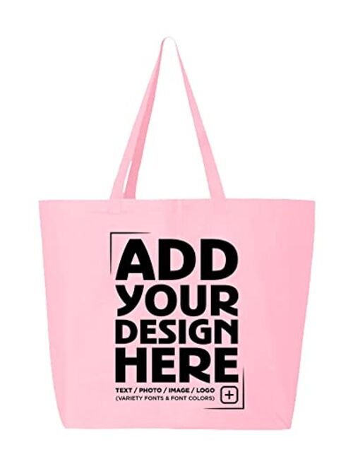 shop4ever Personalized Custom Design Your Own Jumbo Heavy Canvas Tote Reusable Shopping Bag 10 oz