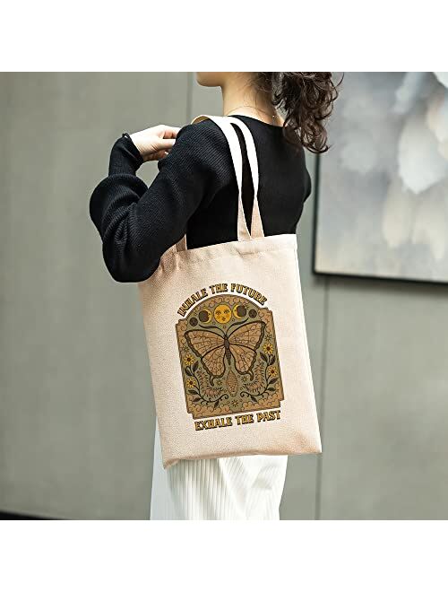 Generic Butterfly Cute Canvas Tote Bag Aesthetic Beach Tote Bag Graphic Reusable Tote Bag for Women Teacher Mother as Gifts Washable (B,31x36cm)