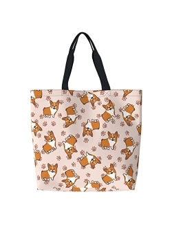 PrelerDIY Strawberry Reusable Grocery Bags - Tote Bag for Women Casual Shoulder Bag Foldable Large Shopping Bag