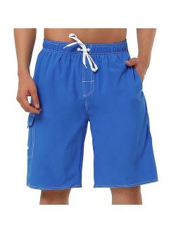 lars amadeus Men's Shorts Summer Drawstring Elastic Waist Solid Beach Board Swim Shorts