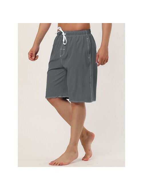 lars amadeus Men's Shorts Summer Drawstring Elastic Waist Solid Beach Board Swim Shorts