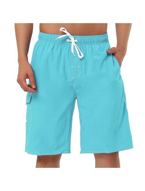 lars amadeus Men's Shorts Summer Drawstring Elastic Waist Solid Beach Board Swim Shorts