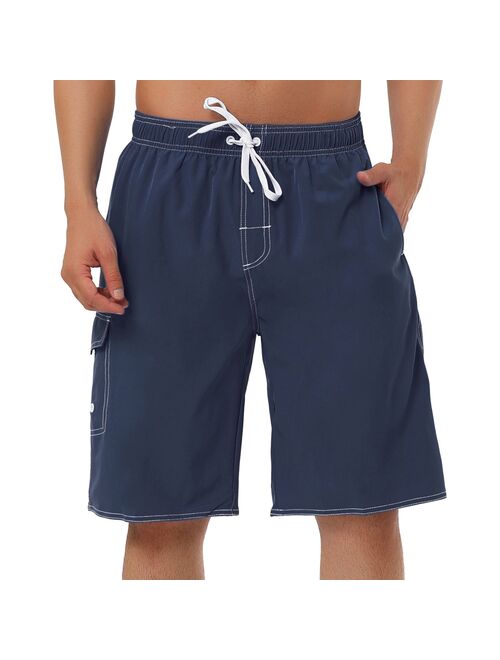 lars amadeus Men's Shorts Summer Drawstring Elastic Waist Solid Beach Board Swim Shorts