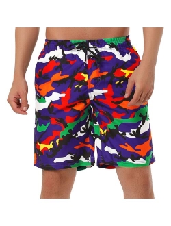 lars amadeus Men's Shorts Drawstring Board Shorts Elastic Waistband Color Block Swim Shorts