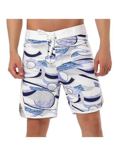 lars amadeus Men's Shorts Drawstring Swim Shorts Printed Summer Board Shorts