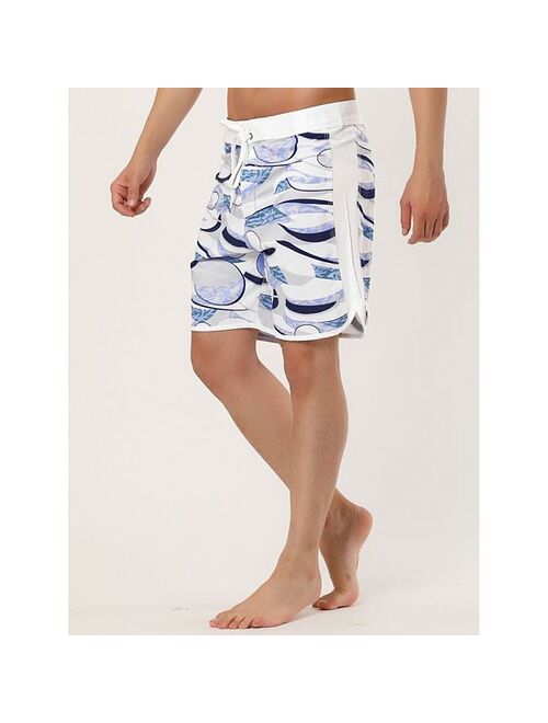 lars amadeus Men's Shorts Drawstring Swim Shorts Printed Summer Board Shorts