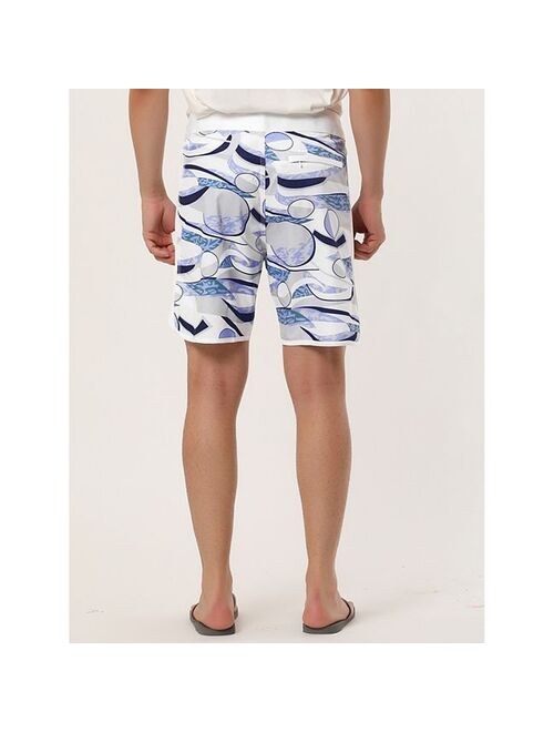 lars amadeus Men's Shorts Drawstring Swim Shorts Printed Summer Board Shorts