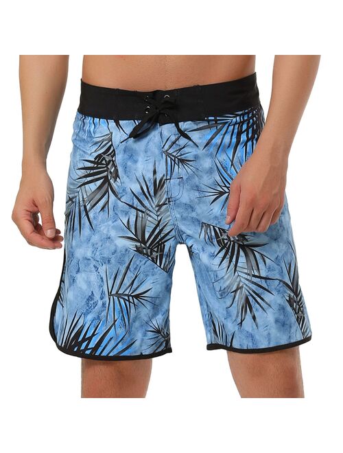 lars amadeus Men's Shorts Drawstring Swim Shorts Printed Summer Board Shorts