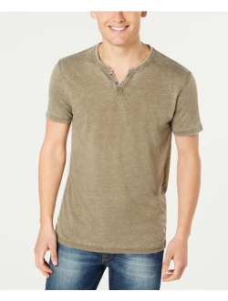 Men's Burnout Button Notch Short Sleeve Tshirt